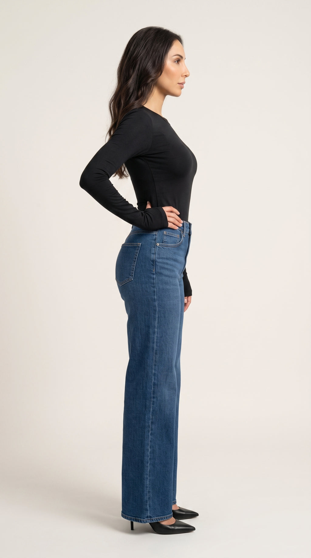 fitted long sleeve crew neck-top
