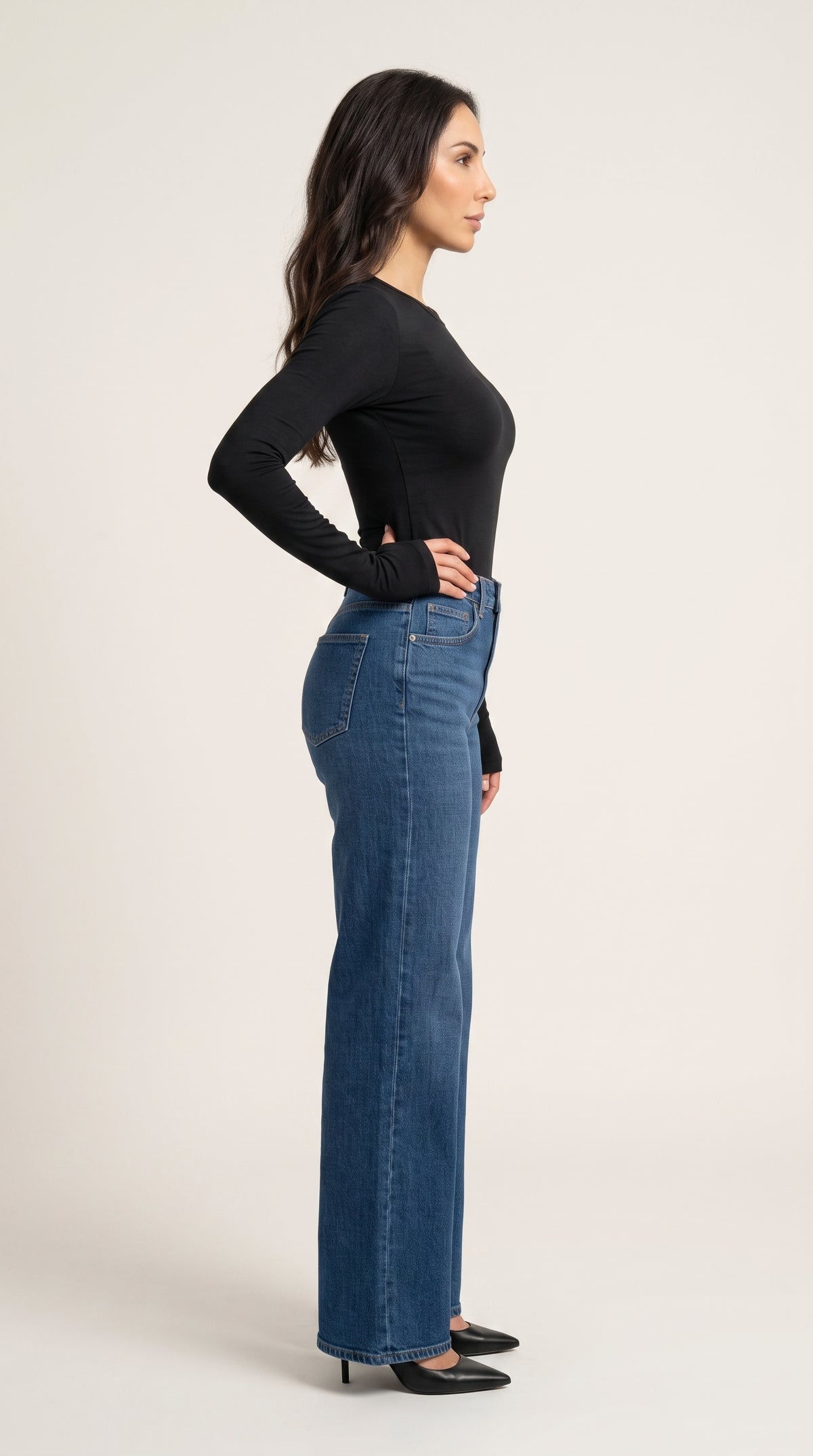 fitted long sleeve crew neck-top