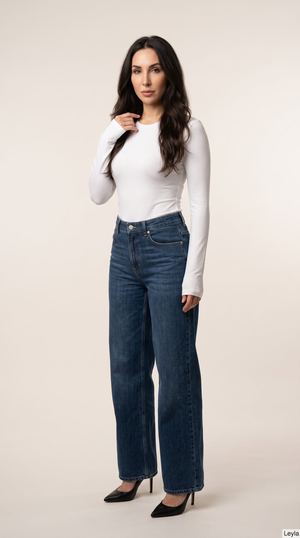 fitted long sleeve crew neck-top
