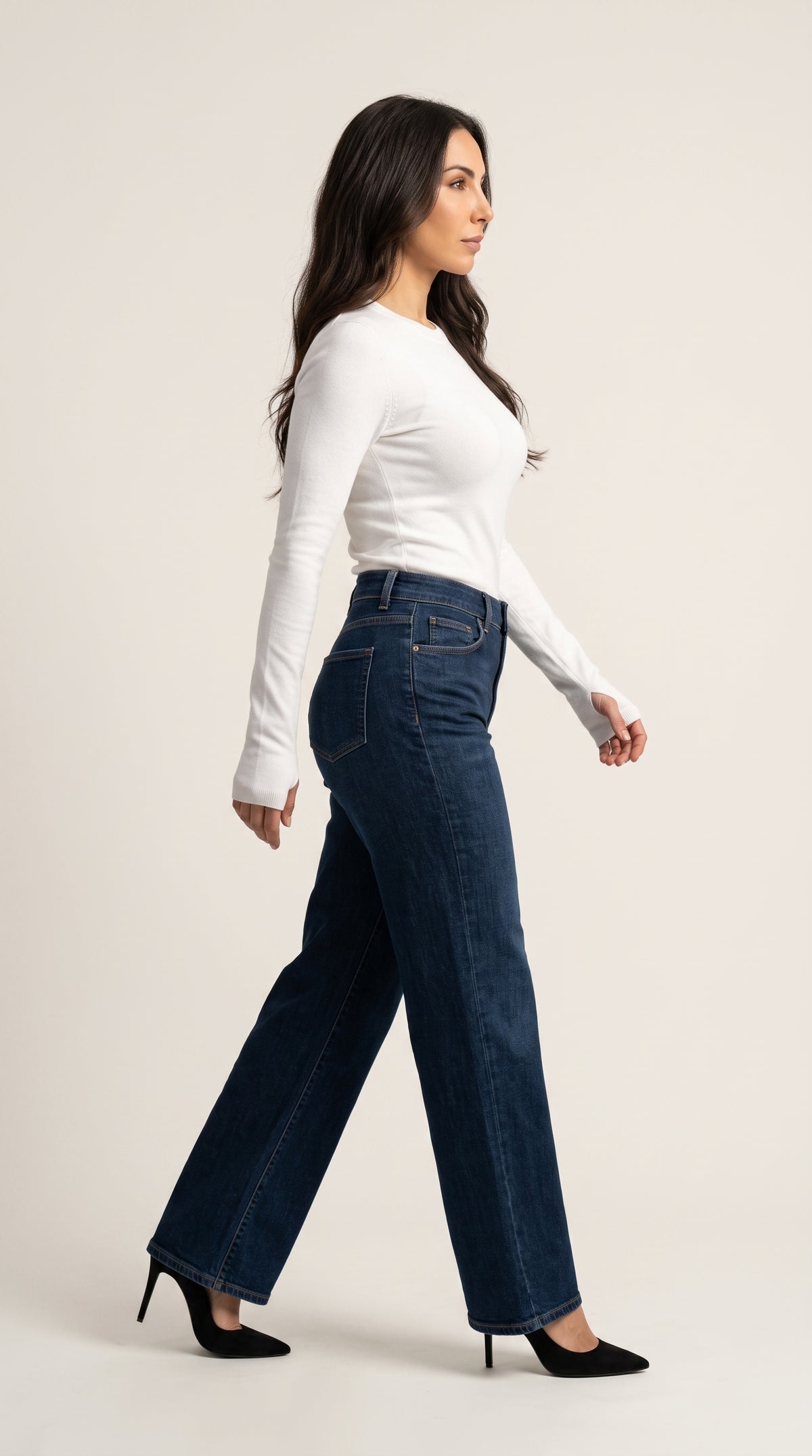 fitted long sleeve crew neck-top