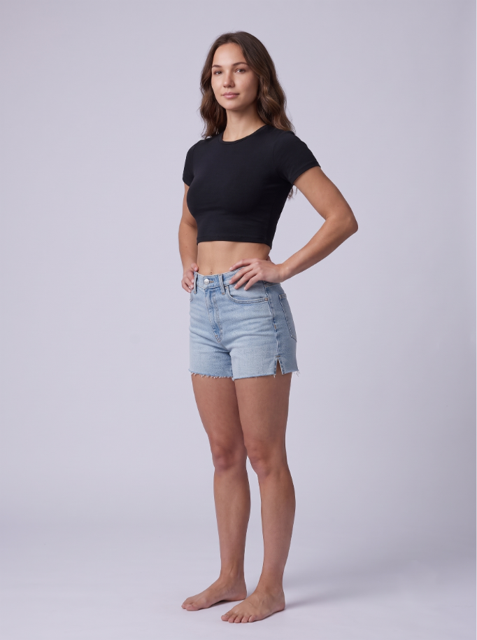 Cropped Short Sleeve Crew Neck