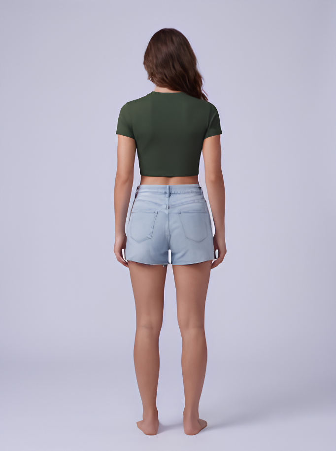 Cropped Short Sleeve Crew Neck