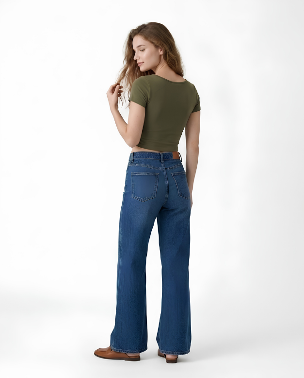Cropped Wide Neck Short Sleeve