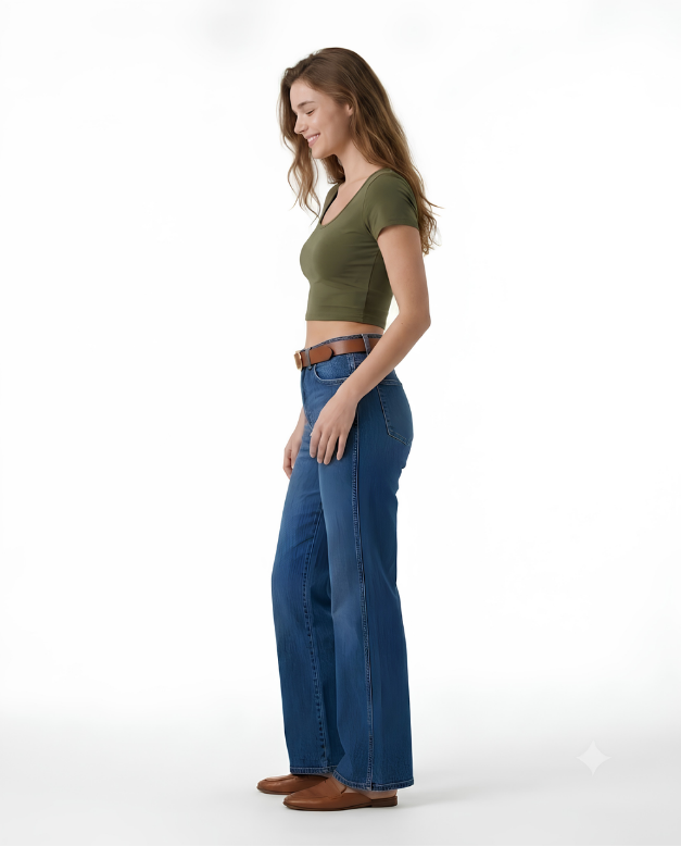 Cropped Wide Neck Short Sleeve