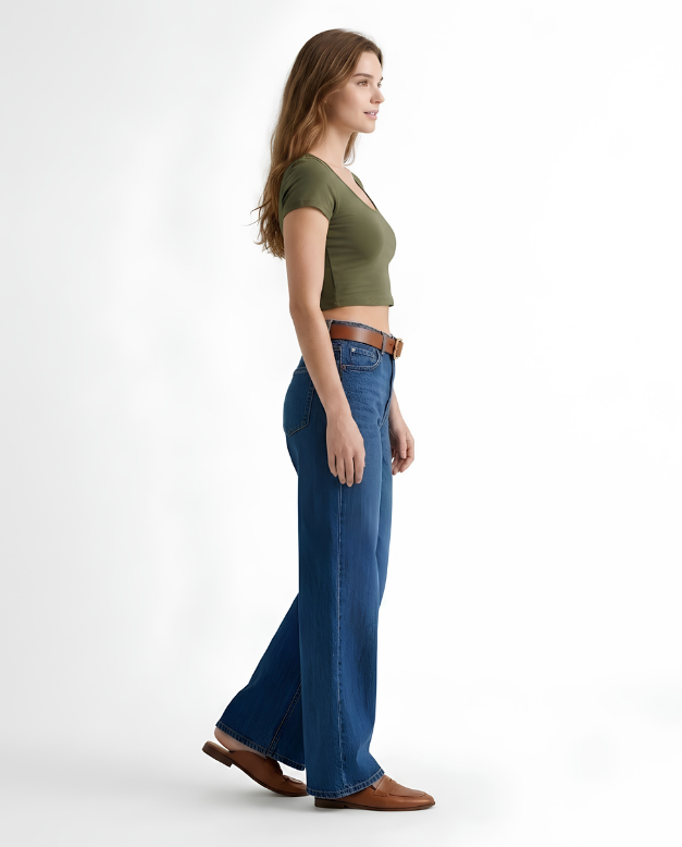 Cropped Wide Neck Short Sleeve