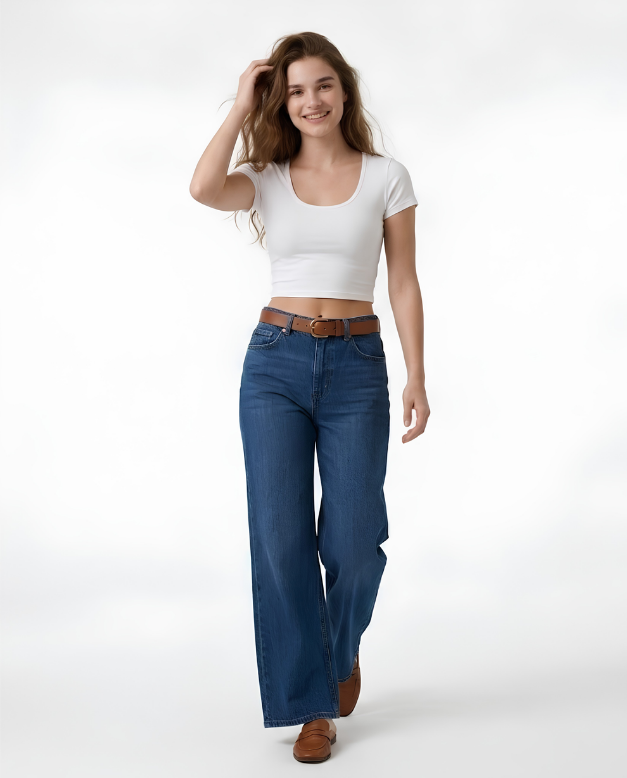 Cropped Wide Neck Short Sleeve