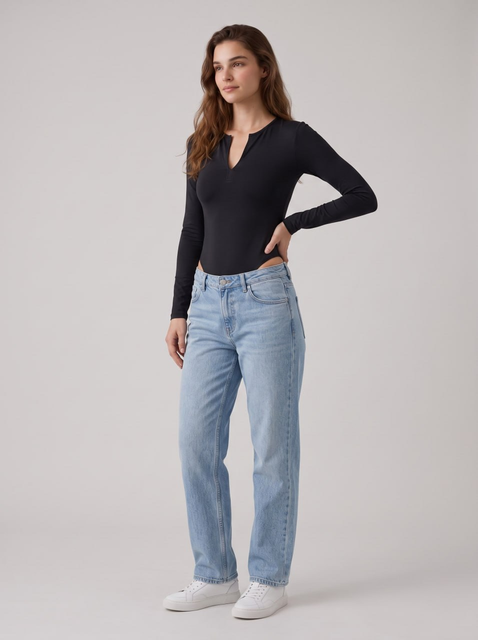 Long Sleeve Zip-Neck Bodysuit