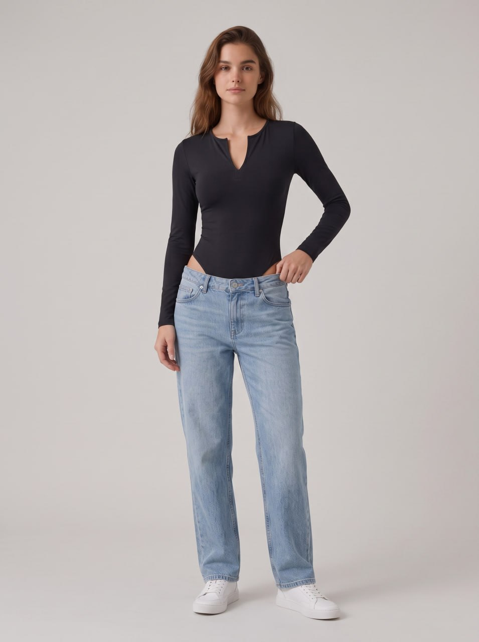 Long Sleeve Zip-Neck Bodysuit