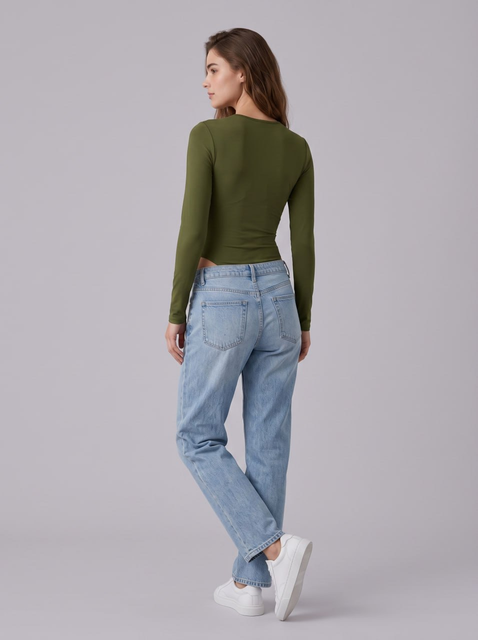 Long Sleeve Zip-Neck Bodysuit