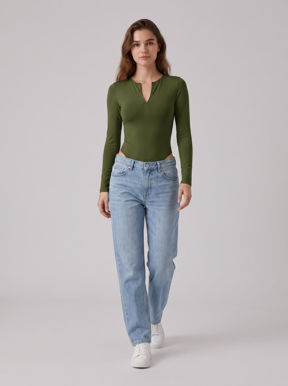 Long Sleeve Zip-Neck Bodysuit