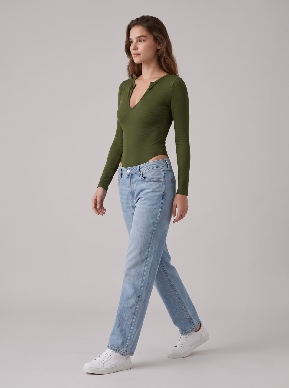 Long Sleeve Zip-Neck Bodysuit