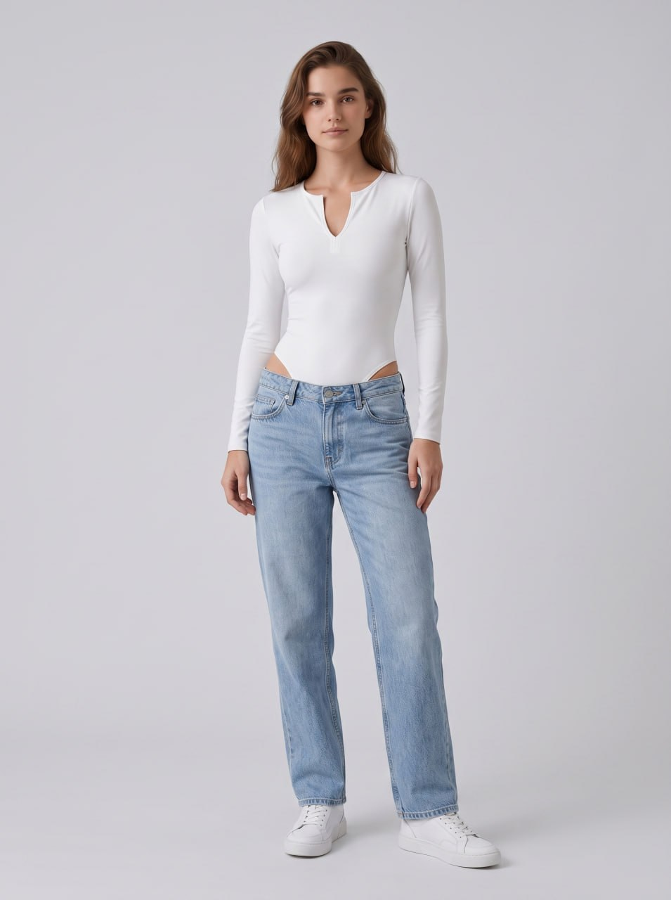 Long Sleeve Zip-Neck Bodysuit
