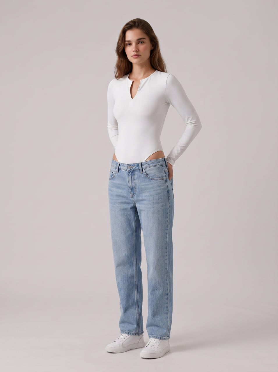Long Sleeve Zip-Neck Bodysuit