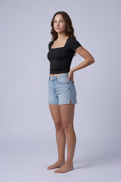 Short Sleeve Square Neck Top
