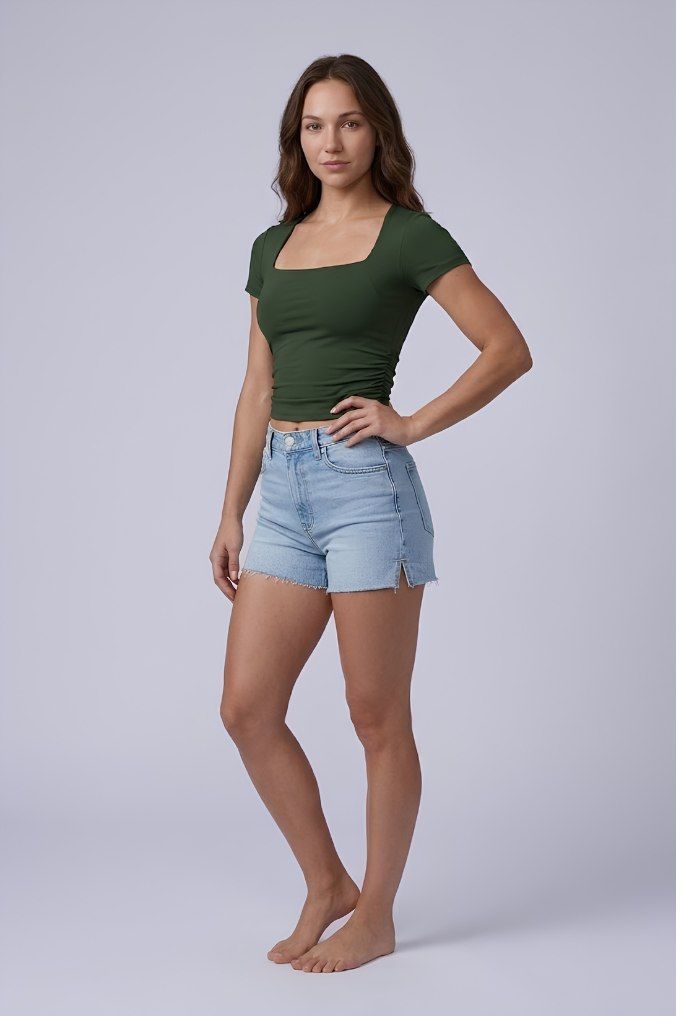Short Sleeve Square Neck Top