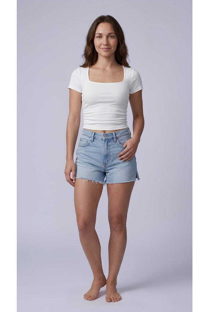 Short Sleeve Square Neck Top