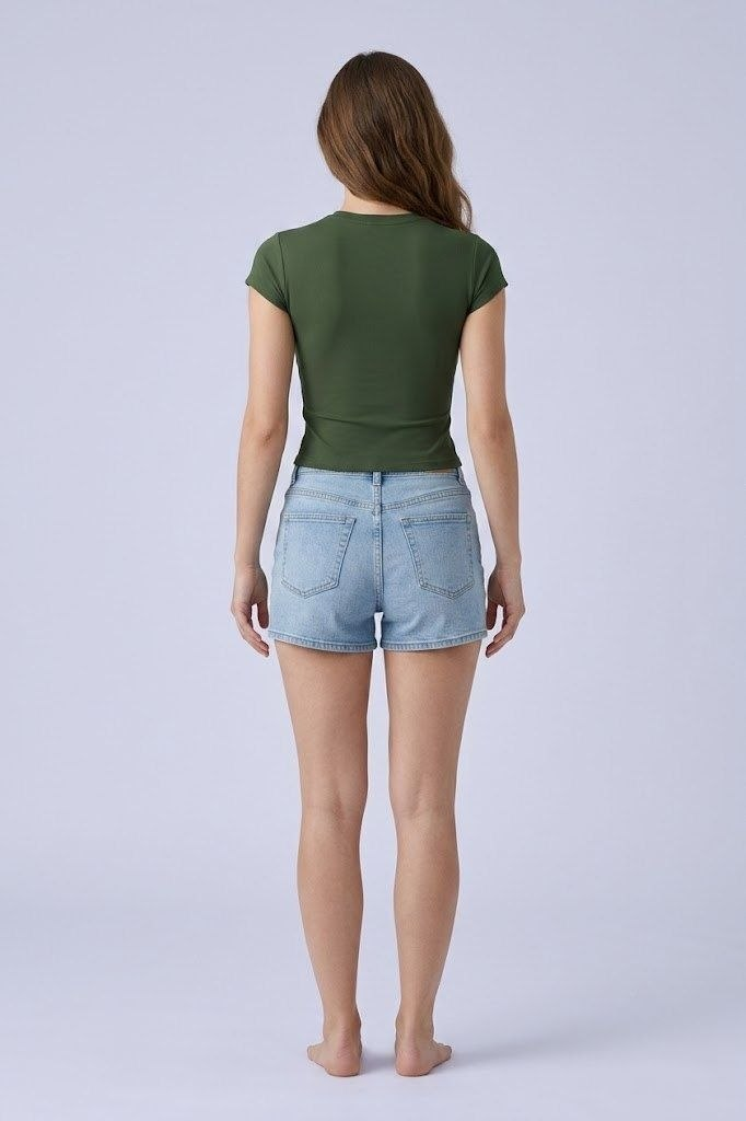 Short Sleeve Zip-Neck Top