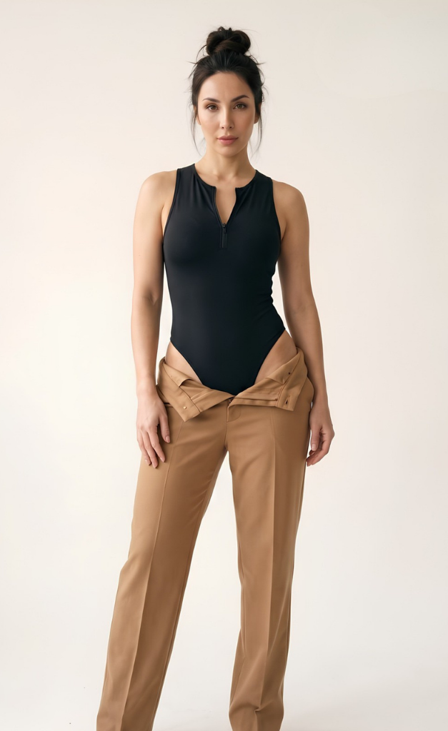 Sleeveless Zip-Neck Bodysuit