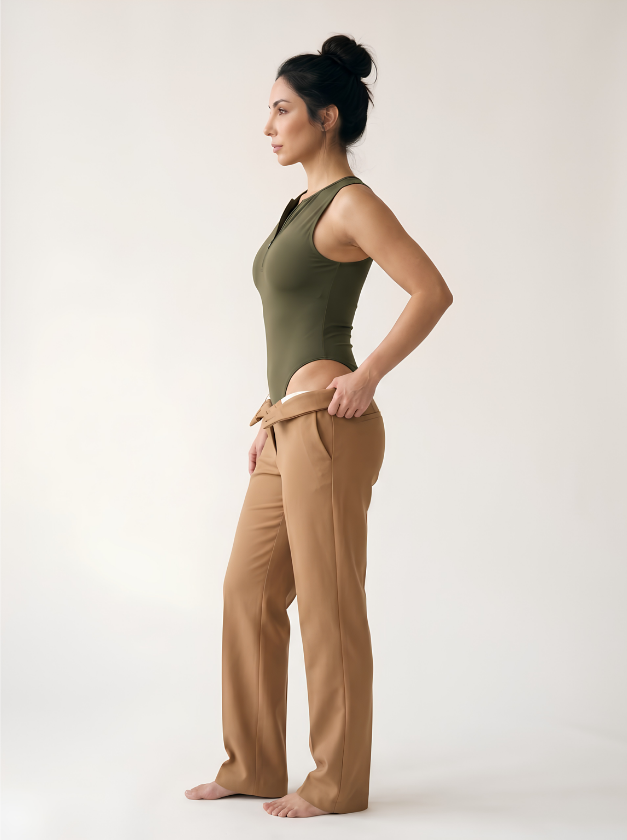 Sleeveless Zip-Neck Bodysuit