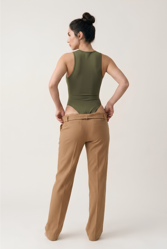 Sleeveless Zip-Neck Bodysuit